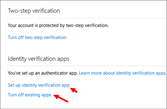 turn off two step verification on microsoft account