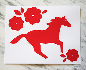 simple horse paper cutting glued to cardstock