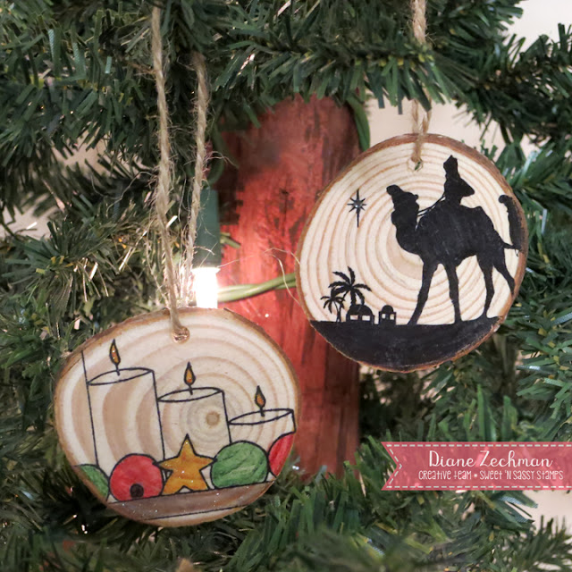 Sweet 'n Sassy Stamps wood slice ornaments