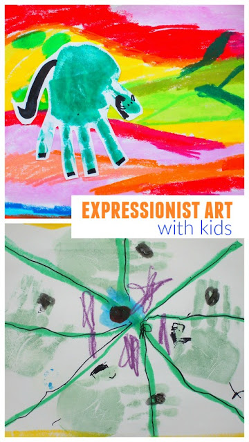 easy art activity for kids of all ages- expressionist hand print art - franz marc blue horse