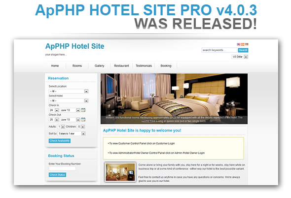 [Image: ApPHP+HOTEL+SITE+PRO+v4.0.3+-+WAS+RELEASED.png]