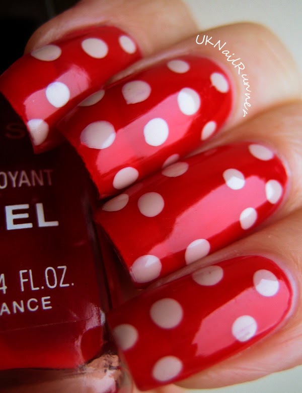 UKNailRunner: Polka dot nail art with Chanel Rouge Flamboyant 38 and ...