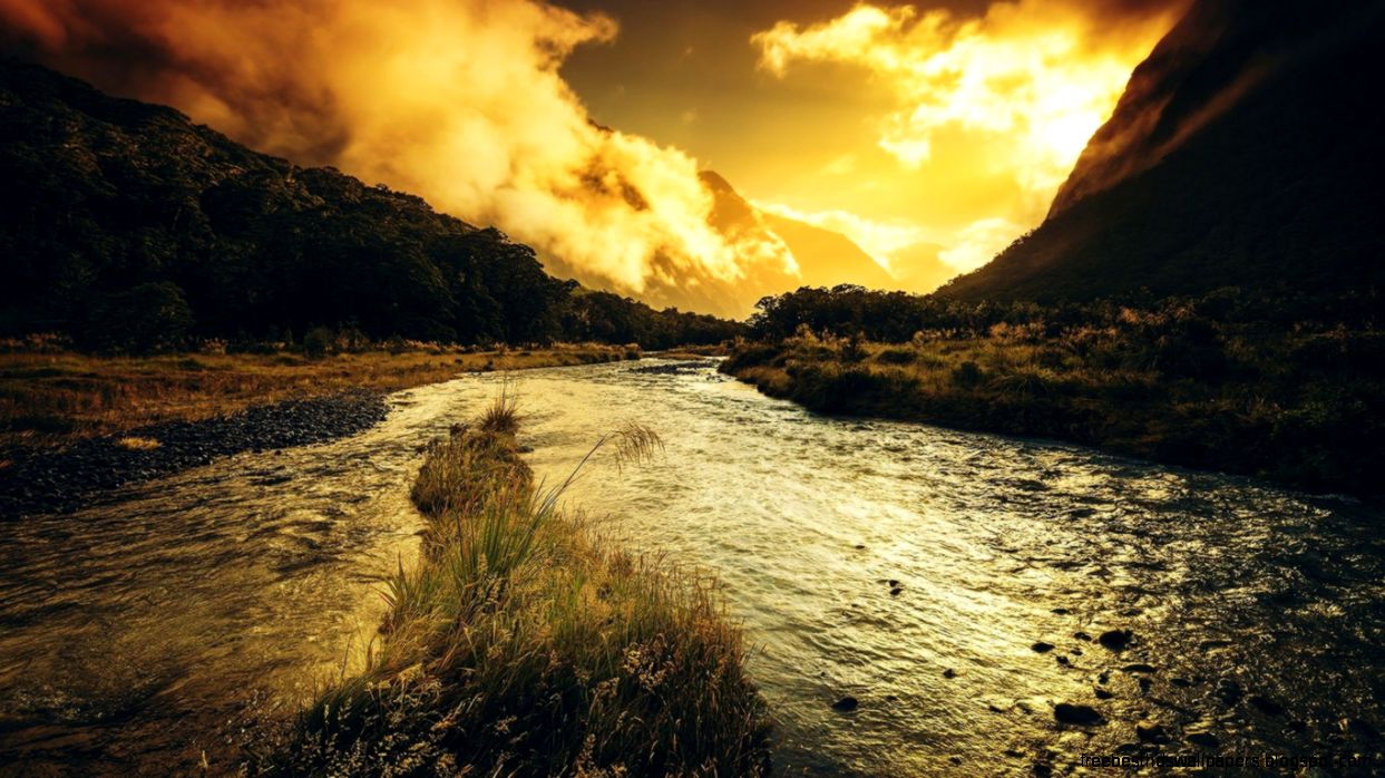 1366x768 Mystic river scenery Wallpaper