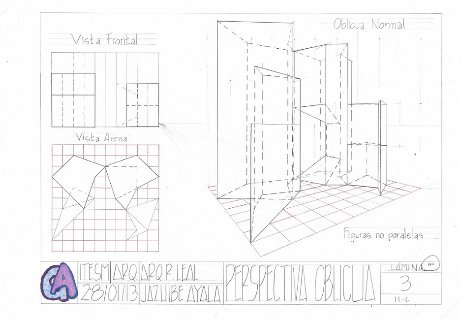 Geometría Aplicada: Lámina 3 - Perspectiva Oblicua
