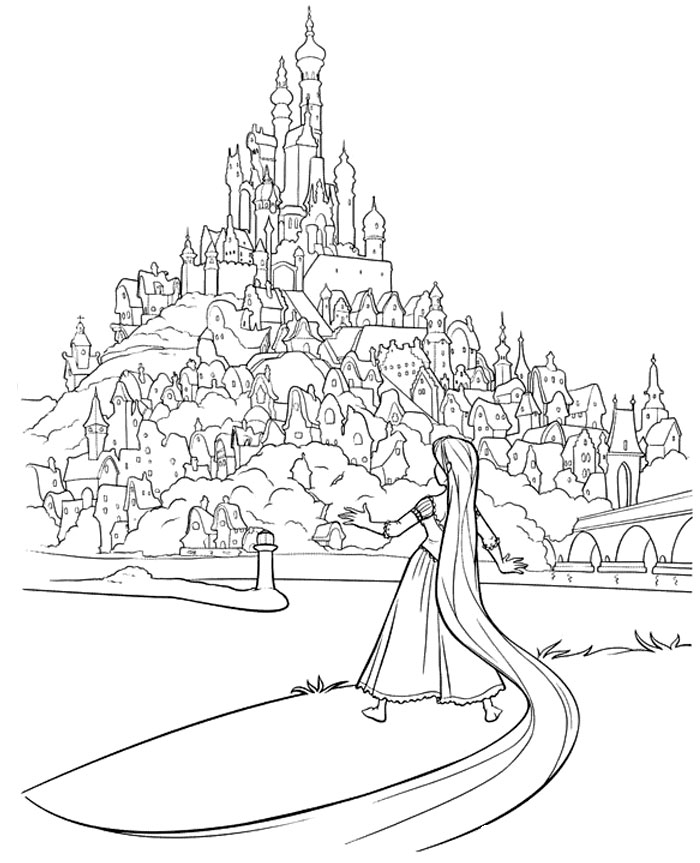 tangled coloring pages floating lights scene - photo #9