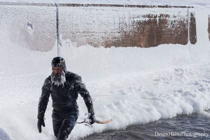 This Is What Happened When A Surfer Attempted To Go Surfing During The Polar Vortex