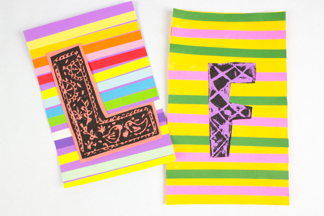Easy Printmaking Project for kids- Print your Initial