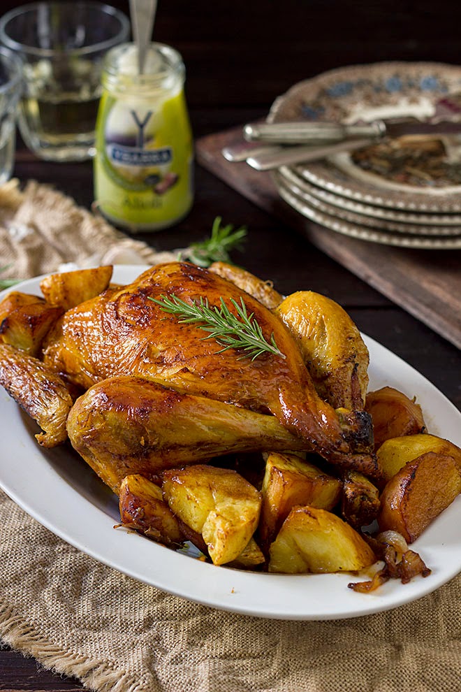 Pollo asado con romero, tomillo y limón | Yerbabuena en la cocina