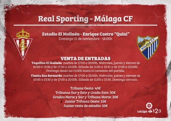 Sporting - Málaga, precios de las entradas