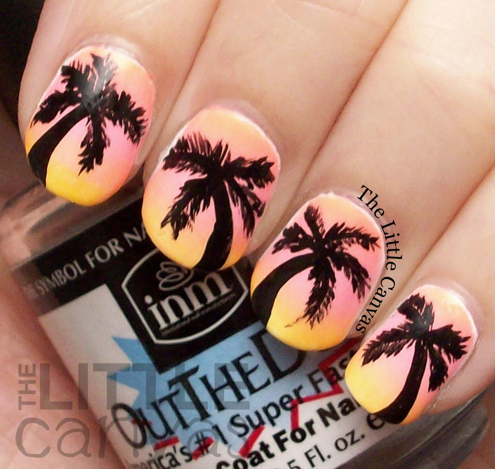 Tropical Palm Tree Nail Art - The Little Canvas