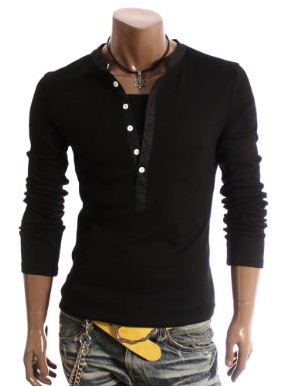 Doublju Mens Casual Long Sleeve Henley Shirts ~ ZF attire