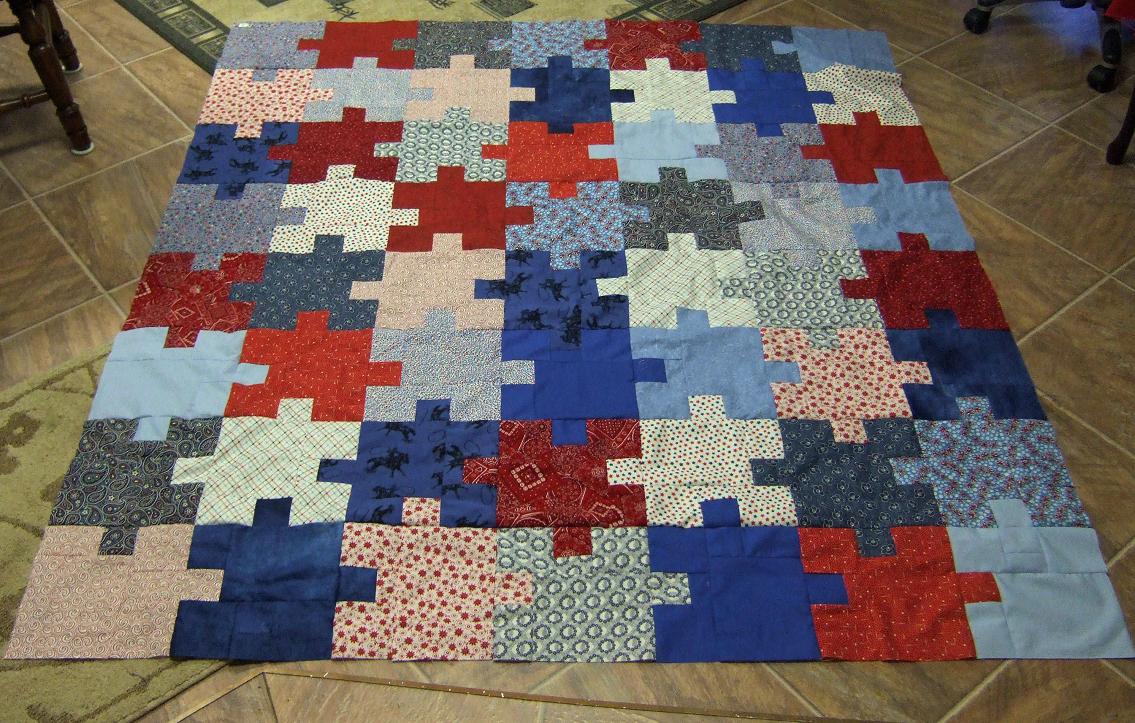 One More Quilt Finished Top...Wounded Warrior aka Zigsaw Quilt