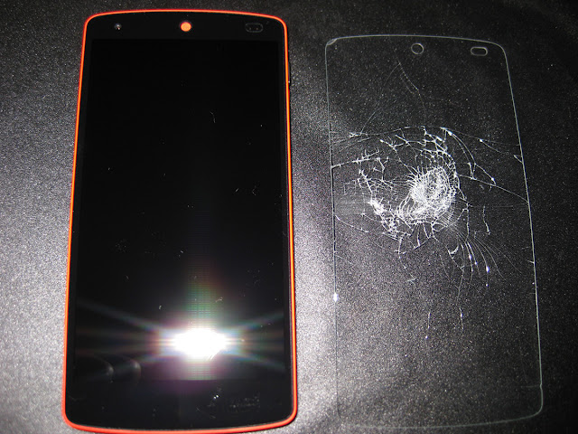 broken tempered glass screen protector