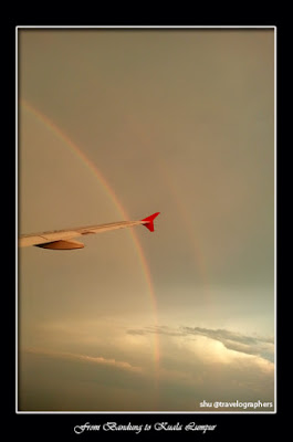 rainbow, pelangi, husein sastranegara, bandung, Senja, rainbow From Airplane, Air Asia, Purwakarta, Gunung Lembu, Jatiluhur