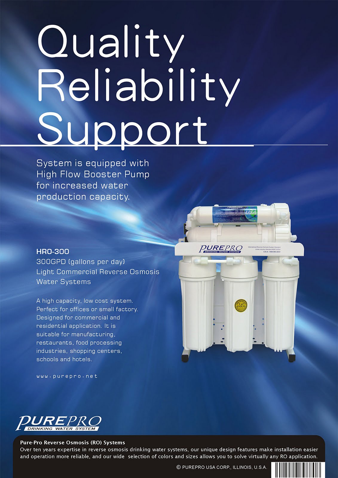 PurePro® HRO300 Light Commercial Reverse Osmosis Water System