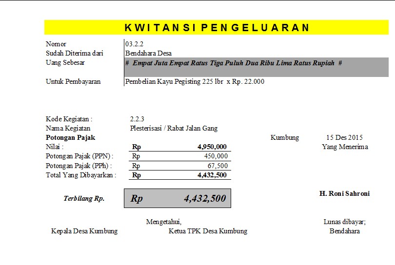 Format Laporan Buku Kas Umum Bku Dan Kwitansi Dana Desa