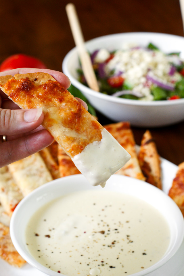 Pizza Sticks with Three Cheese Alfredo Dip The Two Bite Club