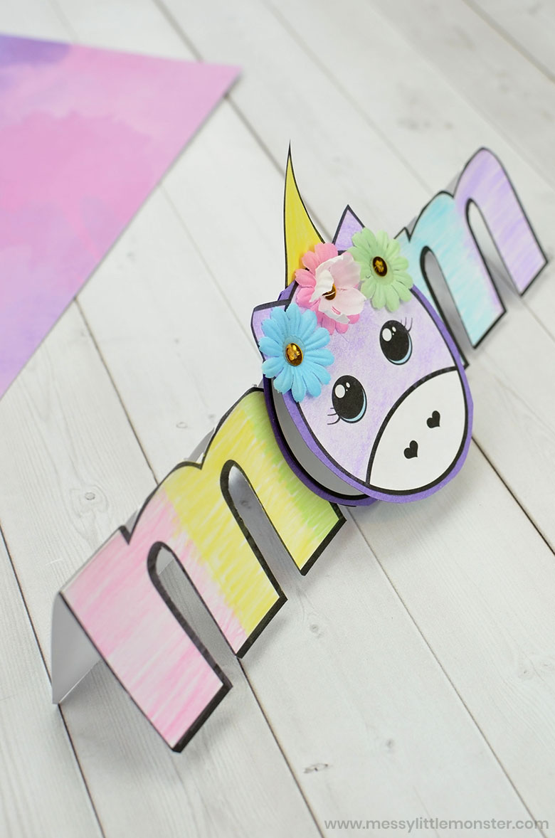 Printable Unicorn Craft for Kids - Mess for Less