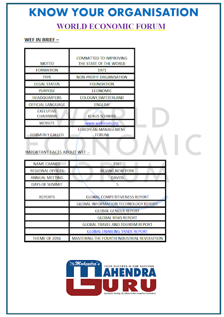 Know Your Organisation : WEF
