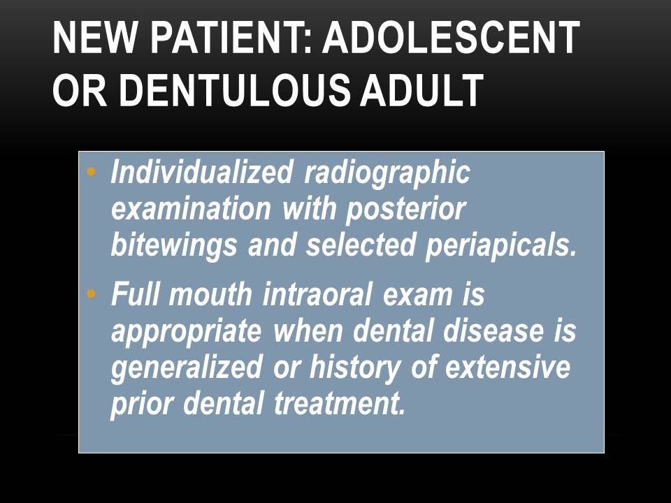 Dentistry Radiographic Image Selection Criteria