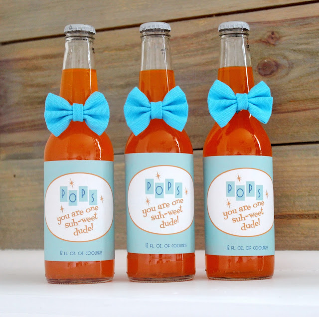 Free Retro Printable Father's Day Soda Pop Labels "Pops, You Are One Suh-weet Dude!"