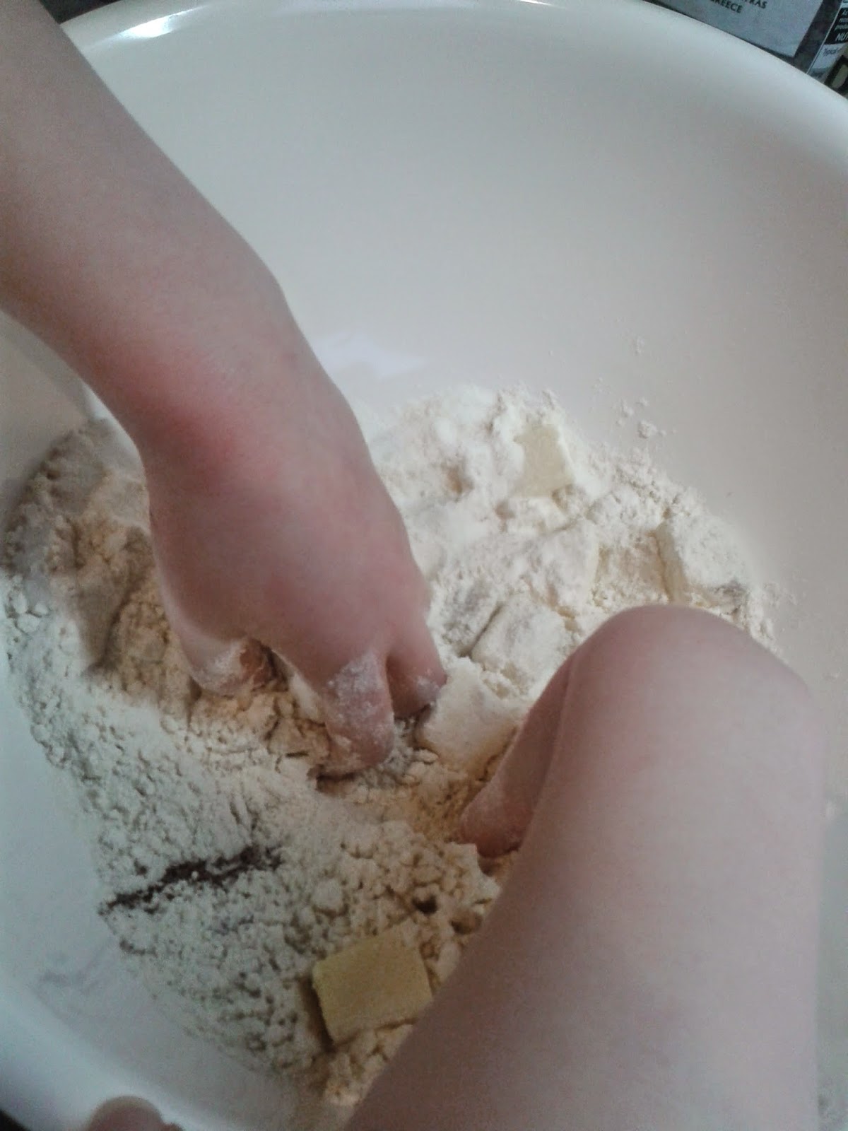 Welsh cakes recipe - Caitlin mixing the Welsh cakes ingredients