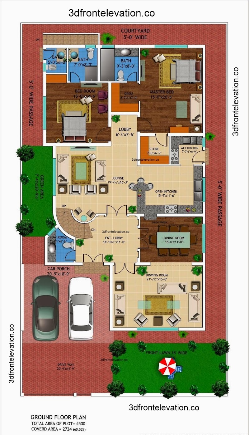 Important Style 40+ 1 Kanal House Plan With Basement