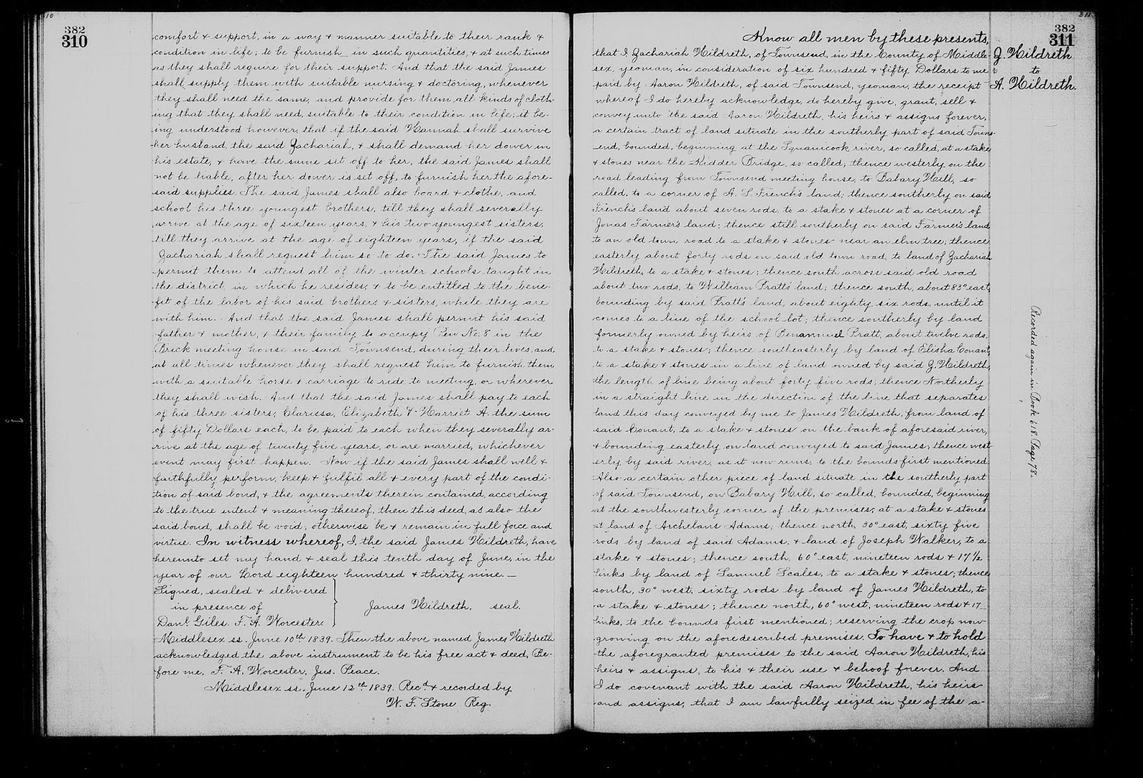 GeneaMusings Amanuensis Monday 1839 Deed of James Hildreth to