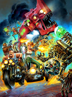 lukas thelin, fenix, red iron, sci fi art, action, motor cycle, skeletons, steam punk