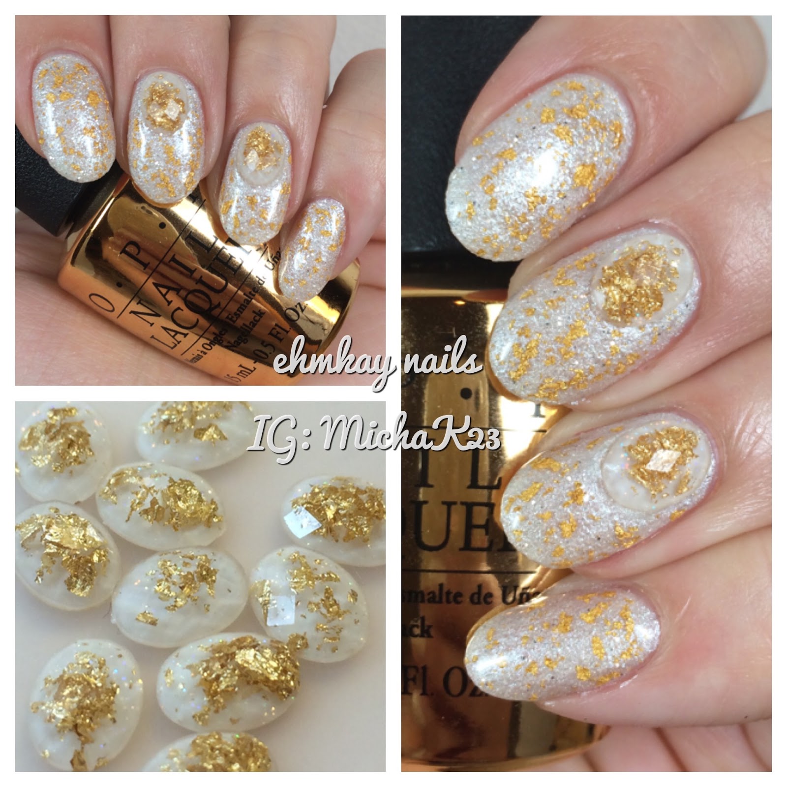 ehmkay nails 24K Gold and White Monochrome Nails with Born Pretty