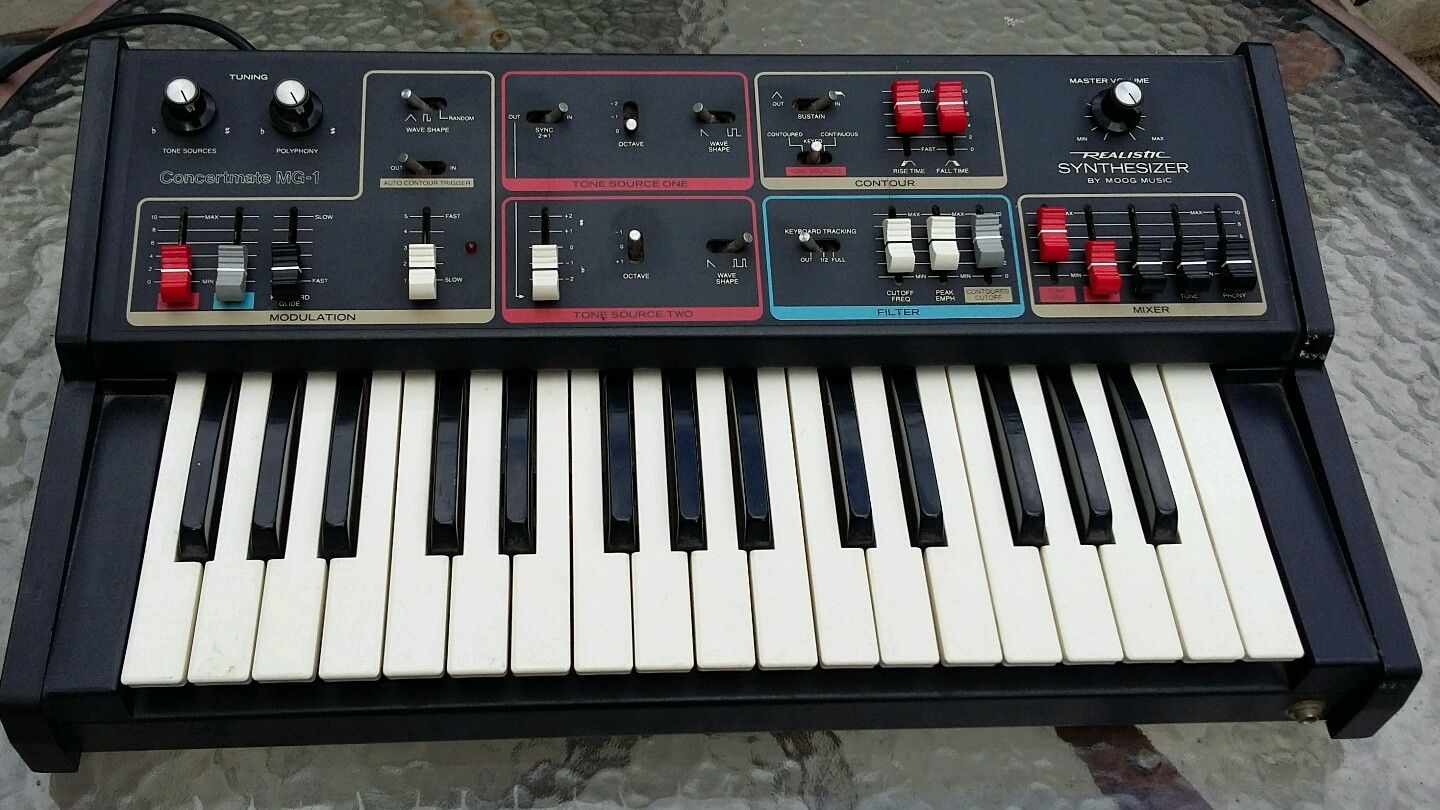 MATRIXSYNTH Moog Realistic MG1 Synthesizer SN 13276 with Custom EQ Fader Style Slider Caps