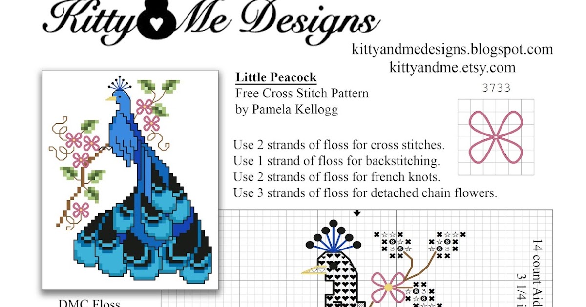 Kitty And Me Designs Little Peacock Free Cross Stitch Pattern
