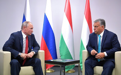 Vladimir Putin in Budapest with Prime Minister of Hungary Viktor Orban.