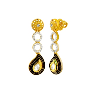 Drop earrings curated in sterling silver and finished in a gold plated tone by Izaara Drop earrings curated in sterling silver and finished in a gold plated tone by Izaara