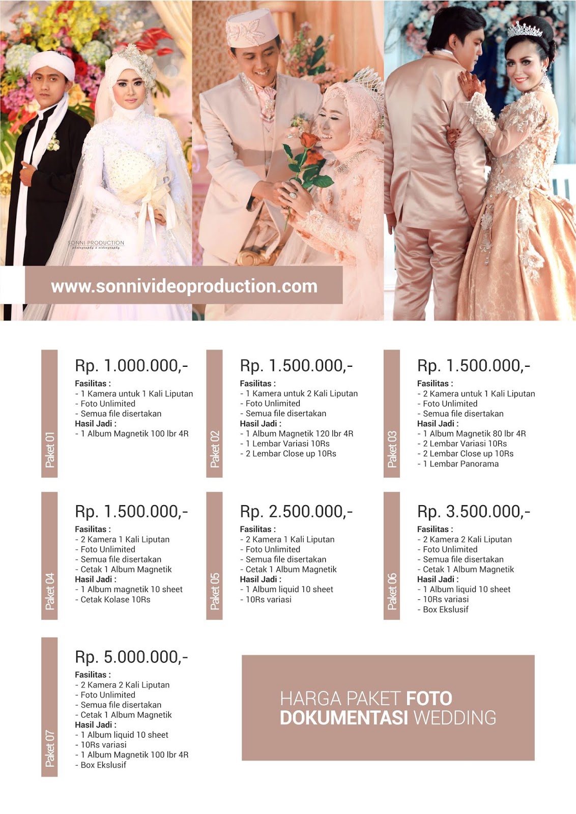 PAKET FOTO DOKUMENTASI WEDDING SONNI VIDEO PRODUCTION