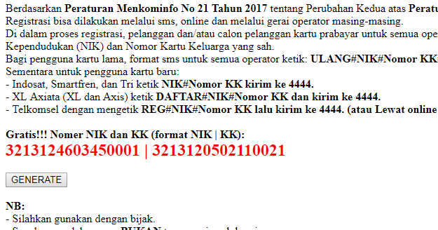 Kumpulan Nomor NIK dan KK Generator Terbaru Revesery