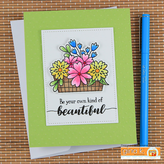 Be Your Own Kind of Beautiful Card by Juliana Michaels featuring the Your Own Kind of Beautiful Stamp Set from the Gina K Designs Sentimental Summer Stamp TV Kit