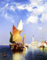 moran thomas venice painting canal grand paintings american oil century 19th boats watercolour 1903 canvas watercolor complete works cathedral marco