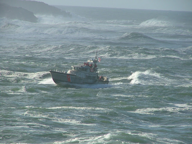 Coast Guard boat battling big waves Coast Guard boat battling big waves