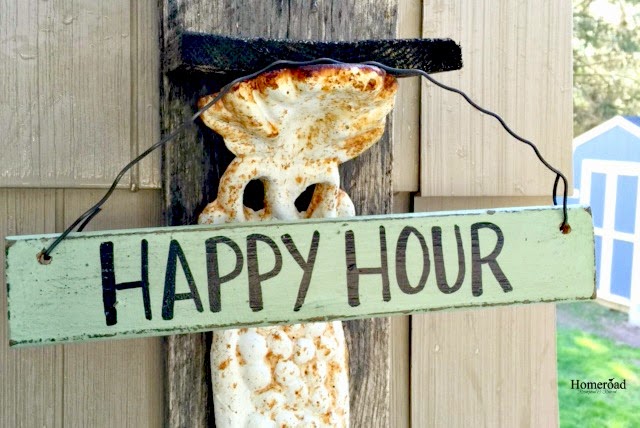 Happy Hour sign from repurposed shutter
