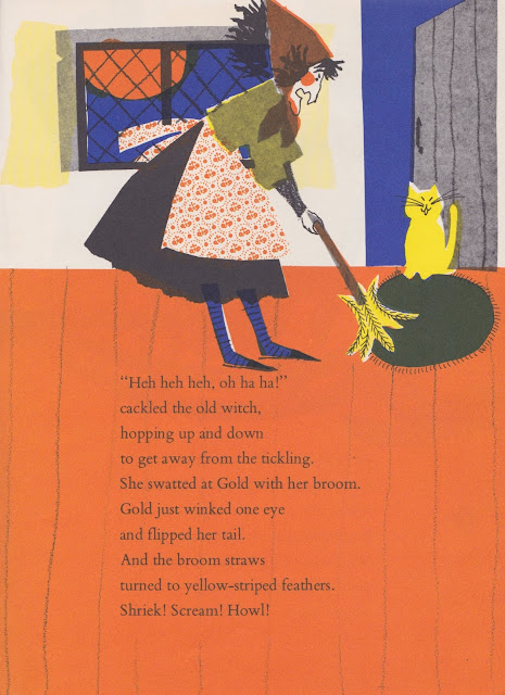 Children's Books, Illustration, Mid Century Modern, My Retro Reads, Vintage, Picture Books, Janet McCaffery, Mary Calhoun, Witch, Halloween, Black Cat