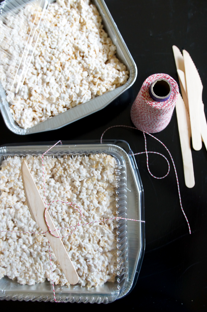 homemade rice krispies treats for a care package