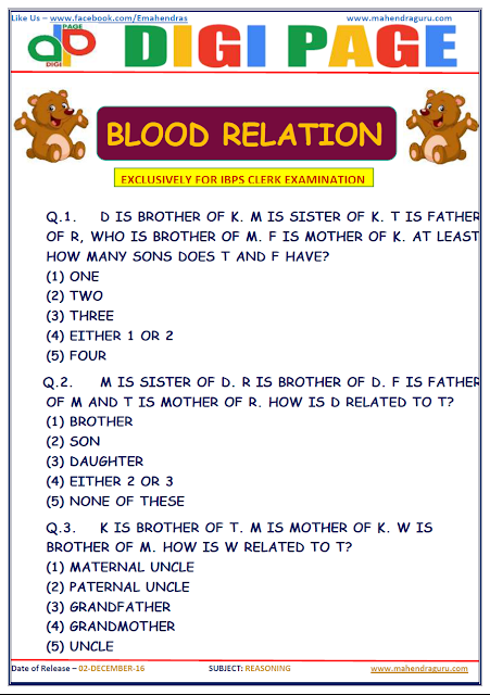 DP | BLOOD RELATION | 2 - DEC - 16 DP | BLOOD RELATION | 2 - DEC - 16