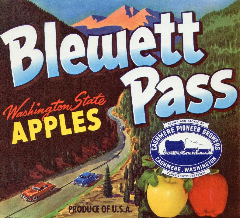 Original vintage apple crate label 1950s Gee Whiz Columbia River Orondo Washington State Typography Fruits