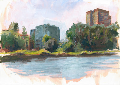gouache river study by Gregory Avoyan
