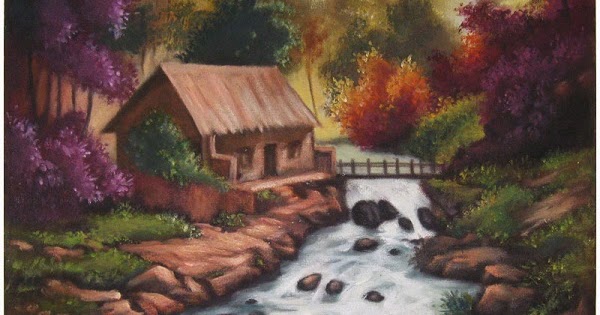 Lukisan Rumah Di Tepi Sungai
