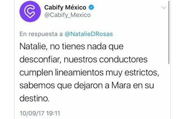 El desafortunado mensaje de Cabify que circula en redes El desafortunado mensaje de Cabify que circula en redes