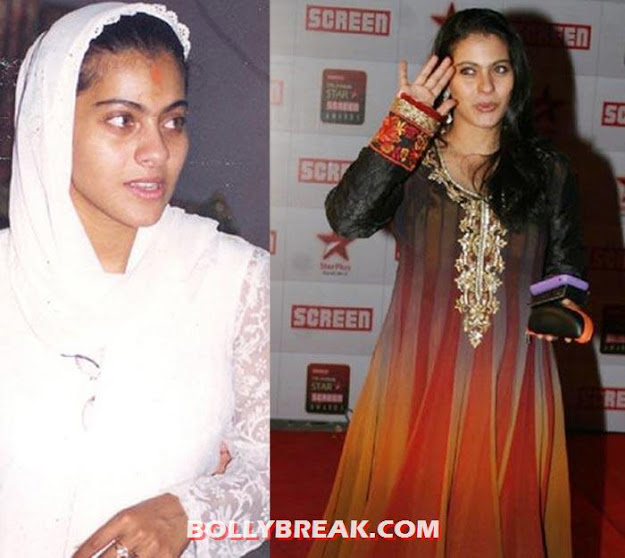 kajol with and without make up  - (9) - Bollywood Starlets with and without make up 