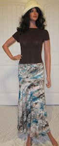 Sister Jersery Knit Maxi Skirt in Tourqouise and Brown with Tourquoise sequins