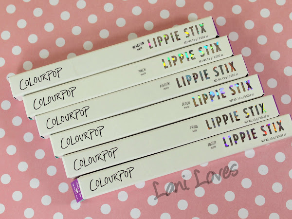 ColourPop Lippie Stix - Pinch, Frida, Tootsi, Heart On, Fighter and Blood Swatches & Review